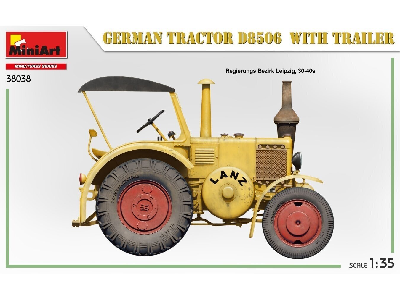 Miniart - German Tractor D8506 With Trailer, 1/35, 38038 hind ja info | Klotsid ja konstruktorid | kaup24.ee