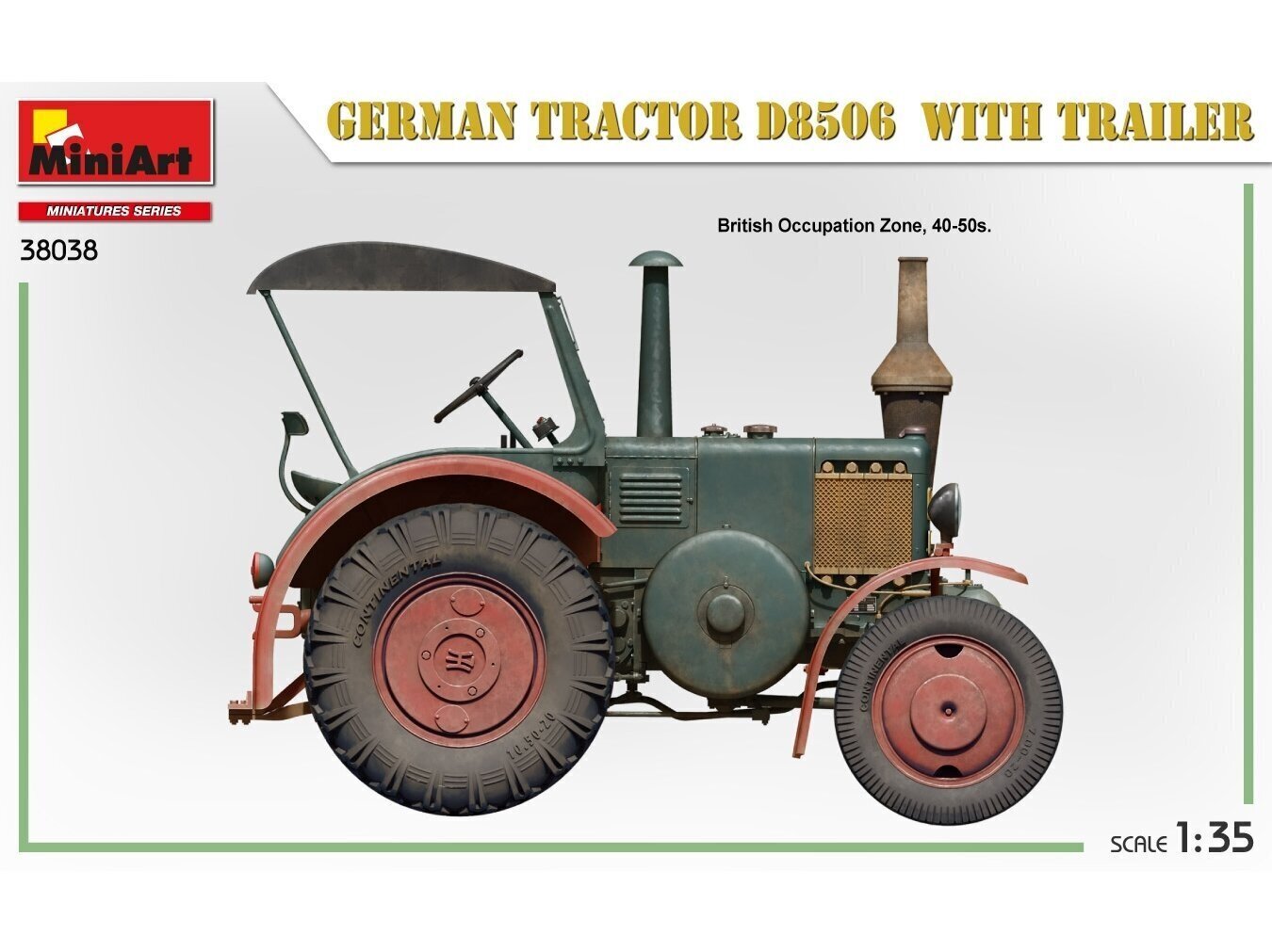 Miniart - German Tractor D8506 With Trailer, 1/35, 38038 hind ja info | Klotsid ja konstruktorid | kaup24.ee