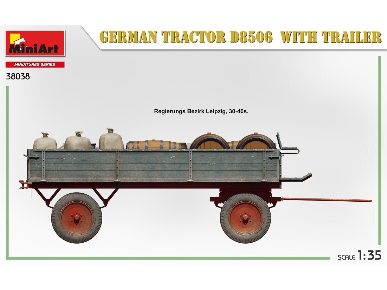 Miniart - German Tractor D8506 With Trailer, 1/35, 38038 hind ja info | Klotsid ja konstruktorid | kaup24.ee