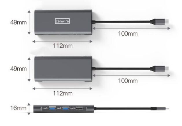 HUB USB-C ADAPTER 9w1 ZENWIRE z porti: HDMI 4K, 2x USB 3.0, USB 2.0, SD ja micro SD, toiteedastus 100 W, Fast Ethernet RJ45, Macbook Pro Air M1, Samsung DEX adapter hind ja info | USB jagajad, adapterid | kaup24.ee