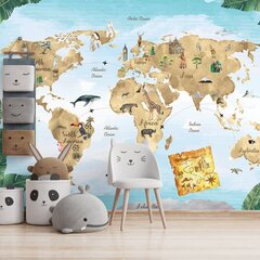 Laste fototapeedid - inglise keeles Tropical map of animals цена и информация | Детские фотообои | kaup24.ee