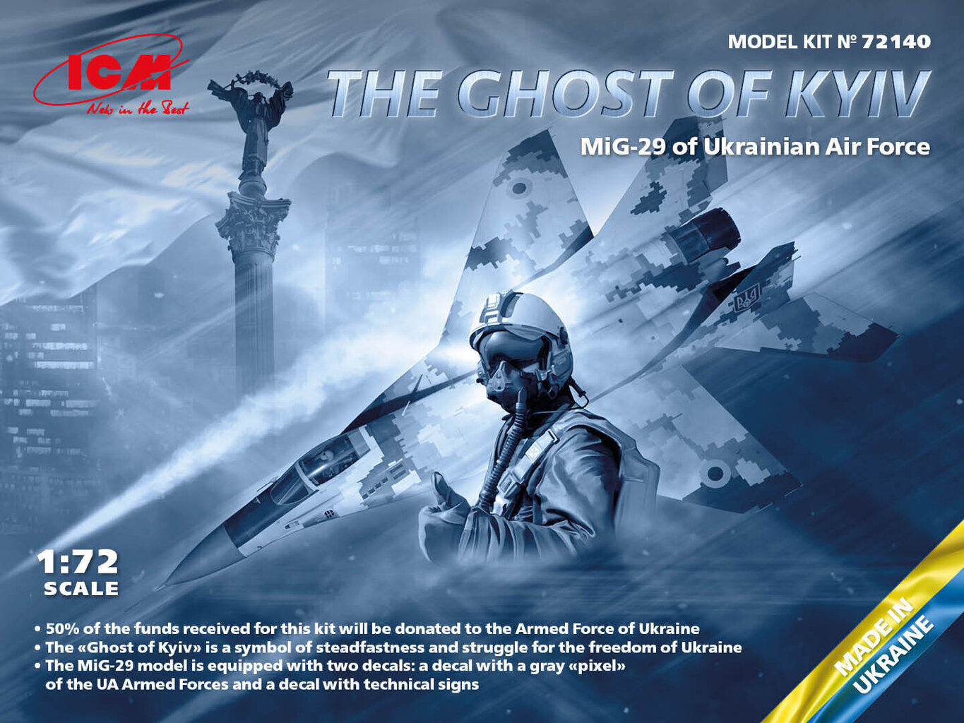 Mudel liimimiseks ICM 72140 MIG-29 of Ukrainian Air Force THE GHOST OF KYIV 1/72 hind ja info | Liimitavad mudelid | kaup24.ee
