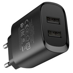 Сетевая зарядка Borofone BN2 2xUSB 2.1A + USB Type-C черная цена и информация | Зарядные устройства для телефонов | kaup24.ee