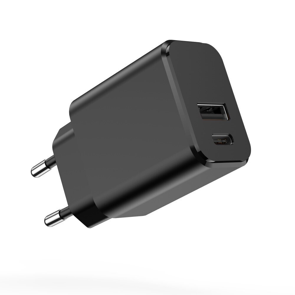 Setty charger 1x USB + USB-C 3A 20W black цена и информация | Mobiiltelefonide laadijad | kaup24.ee