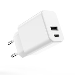 Setty charger 1x USB + USB-C 3A 20W white hind ja info | Mobiiltelefonide laadijad | kaup24.ee