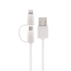 Setty 2in1 cable USB - Lightning + microUSB white nylon цена и информация | Кабели для телефонов | kaup24.ee