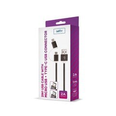 Setty 2in1 cable USB - microUSB + USB-C black nylon цена и информация | Кабели для телефонов | kaup24.ee