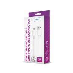 Setty cable USB - USB-C 1,0 m 3A white kaina ir informacija | Mobiiltelefonide kaablid | kaup24.ee