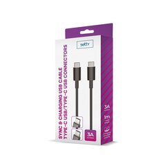 Setty cable USB-C - USB-C 1,0 m 3A black hind ja info | Mobiiltelefonide kaablid | kaup24.ee