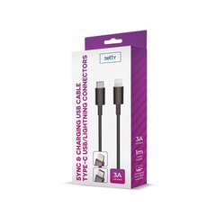 Setty cable USB-C - Lightning 1,0 m 3A black hind ja info | Mobiiltelefonide kaablid | kaup24.ee