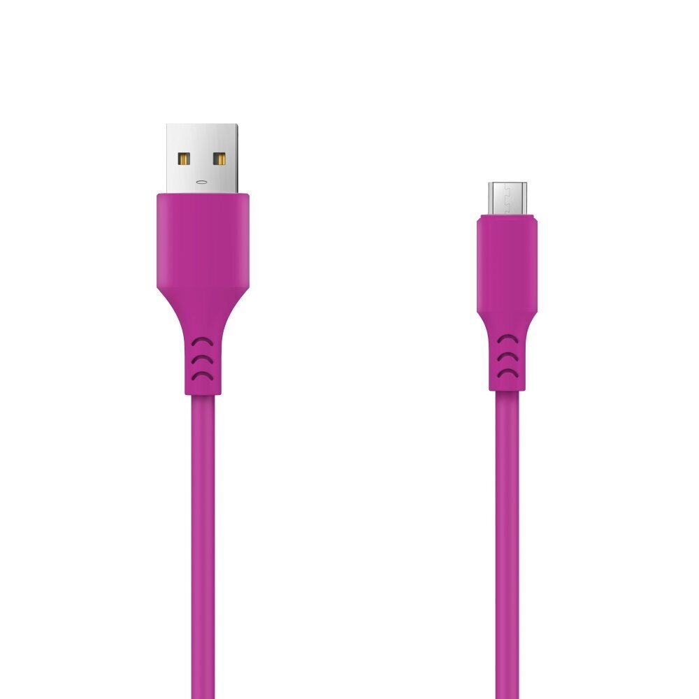 Setty cable USB- microUSB 1,0 m 2A magenta hind ja info | Mobiiltelefonide kaablid | kaup24.ee