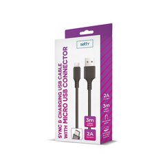 Setty cable USB - microUSB 3,0 m 2A black NEW цена и информация | Setty Мобильные телефоны, Фото и Видео | kaup24.ee