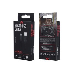Maxlife cable USB - USB-C 1,0 m 2A black hind ja info | Mobiiltelefonide kaablid | kaup24.ee