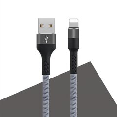 Кабель Maxlife MXUC-01 USB - Lightning, 1.0 м 2А, серый нейлон цена и информация | Кабели для телефонов | kaup24.ee