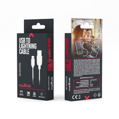Maxlife cable USB - Lightning 2,0 m 2A white цена и информация | Кабели для телефонов | kaup24.ee