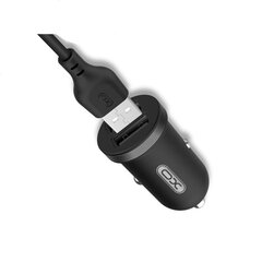 XO TZ08 car charger 2x USB 2,1A black + microUSB cable hind ja info | Mobiiltelefonide laadijad | kaup24.ee