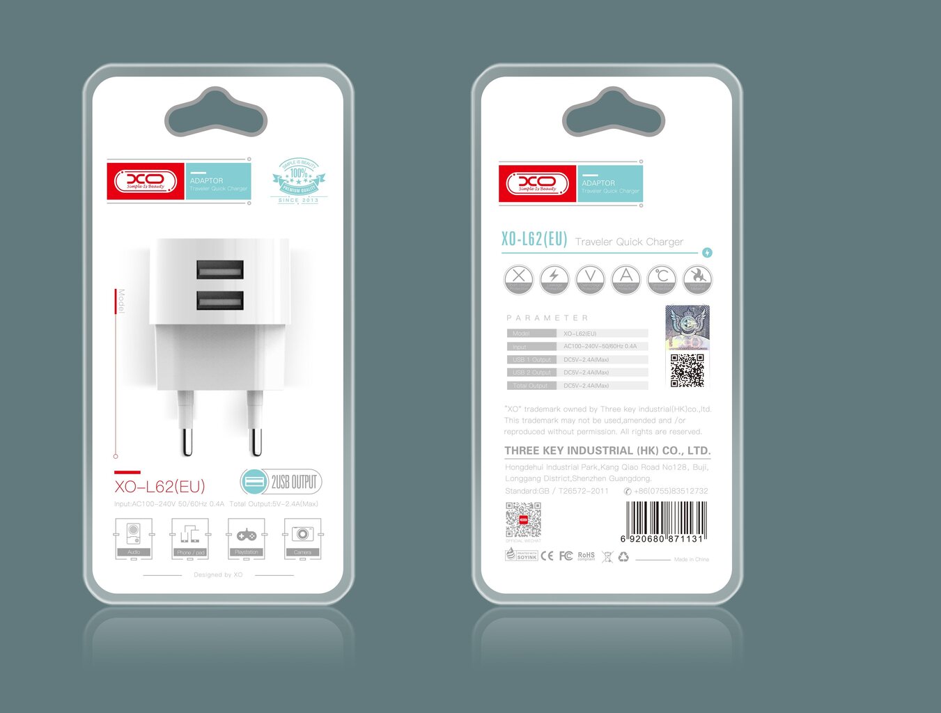XO wall charger L62 2x USB 2,4A white hind ja info | Mobiiltelefonide laadijad | kaup24.ee