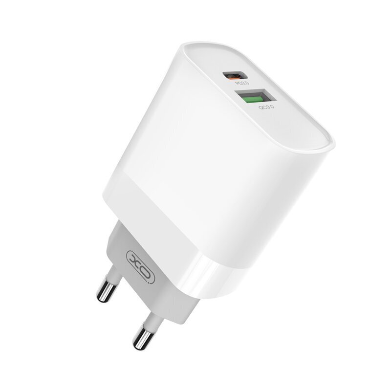 XO wall charger L64 PD QC 3.0 18W 1x USB 1x USB-C white цена и информация | Mobiiltelefonide laadijad | kaup24.ee