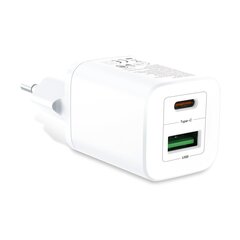 XO wall charger HN238A white 2USB QC3.0 / PD USB-C 30W цена и информация | Зарядные устройства для телефонов | kaup24.ee