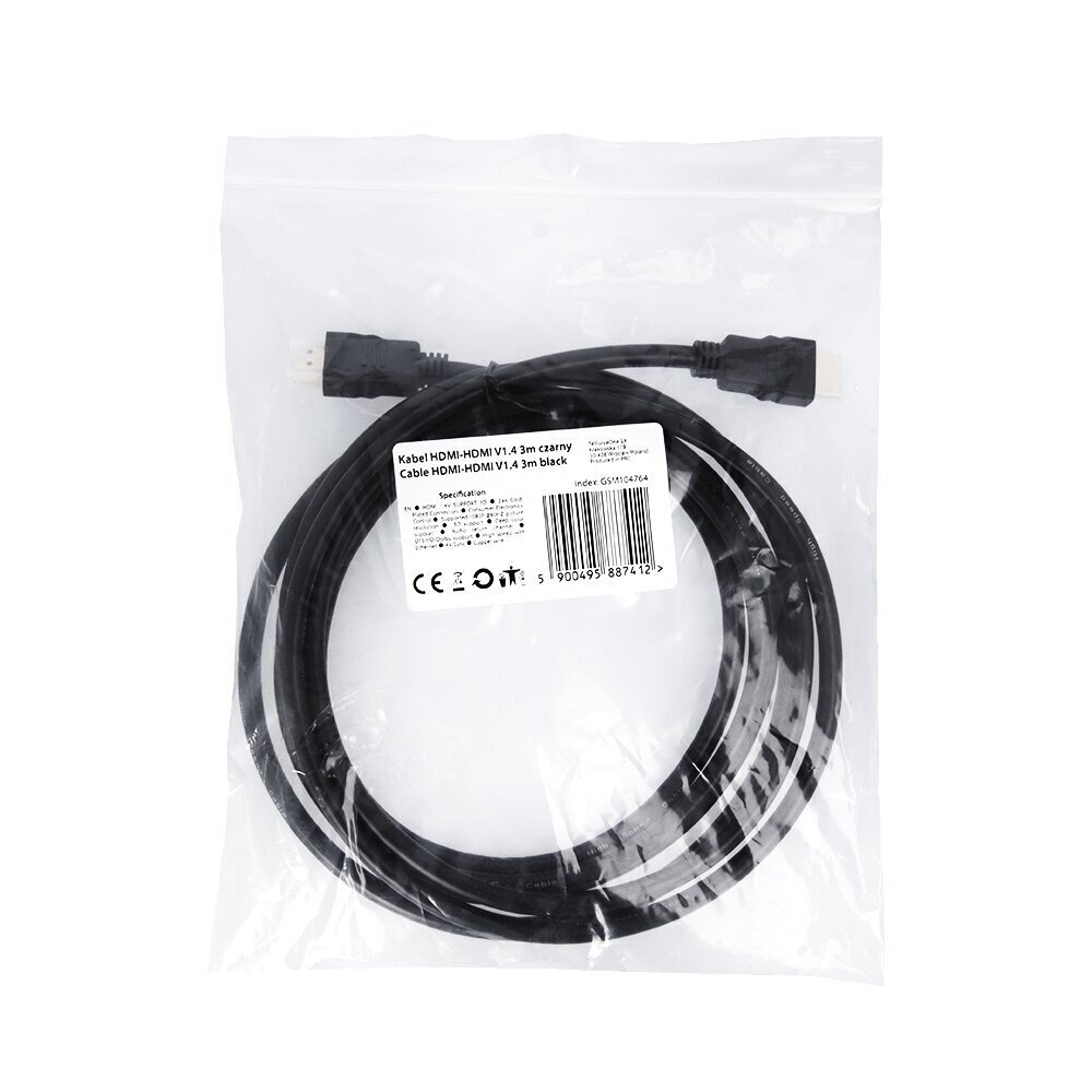 HDMI-HDMI Cable V1.4 3m black hind ja info | Mobiiltelefonide kaablid | kaup24.ee