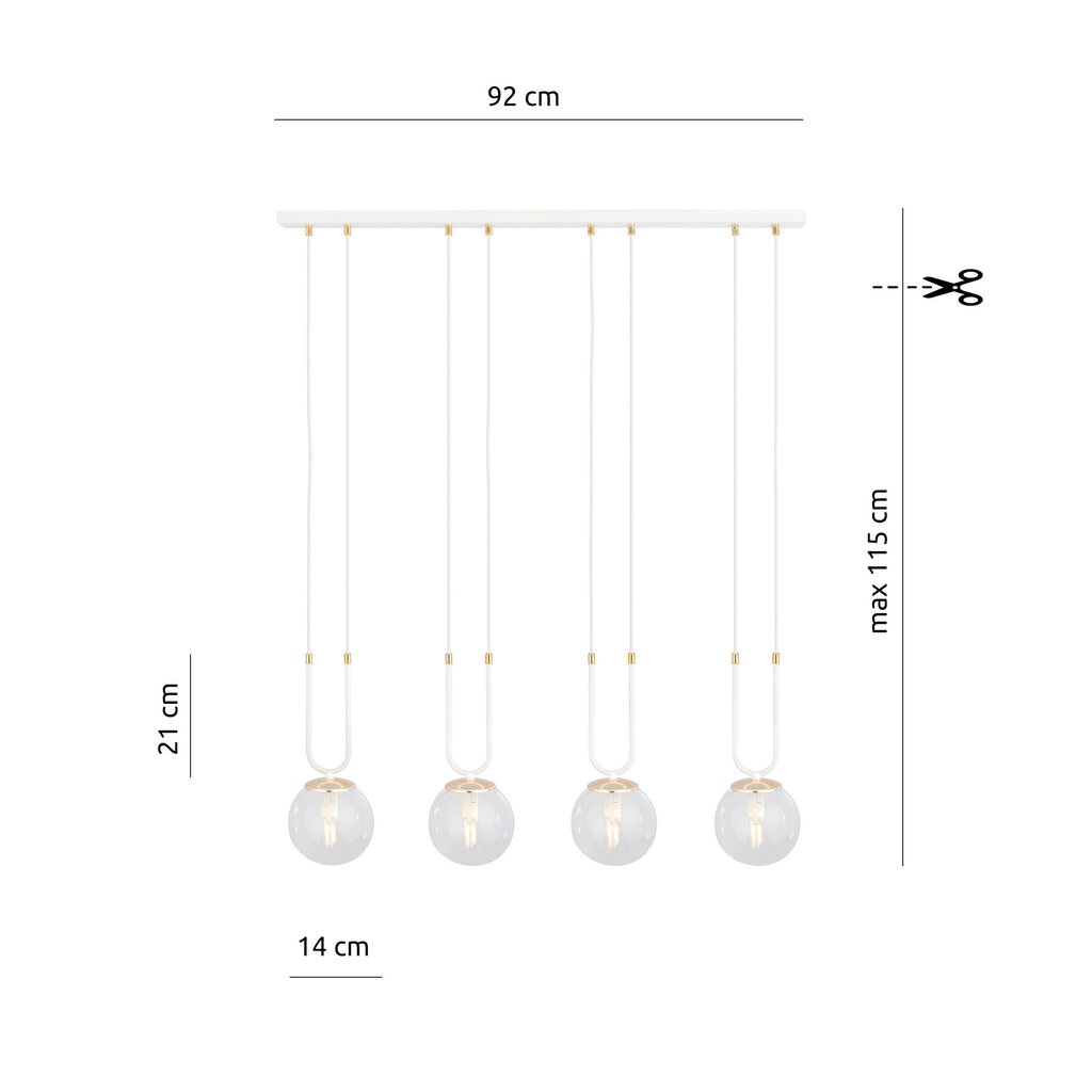 Emibig valgusti Glam 4 White/Transparent hind ja info | Rippvalgustid | kaup24.ee