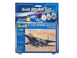 Revell - F-15E STRIKE EAGLE & bombs mudeli komplekt, 1/144, 63972 цена и информация | Конструкторы и кубики | kaup24.ee