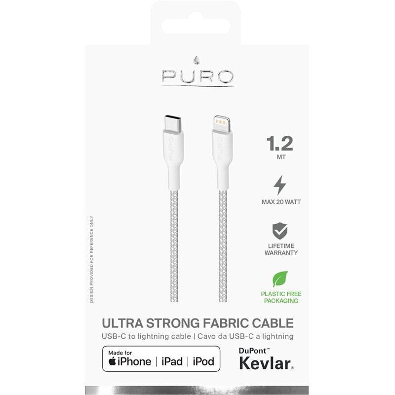 PURO Fabric Ultra Strong - valge hind ja info | Mobiiltelefonide kaablid | kaup24.ee