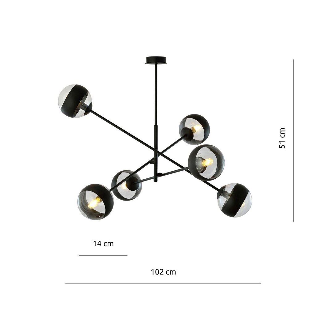 Lamp Emibig Linear 6 Black/Stripe hind ja info | Rippvalgustid | kaup24.ee