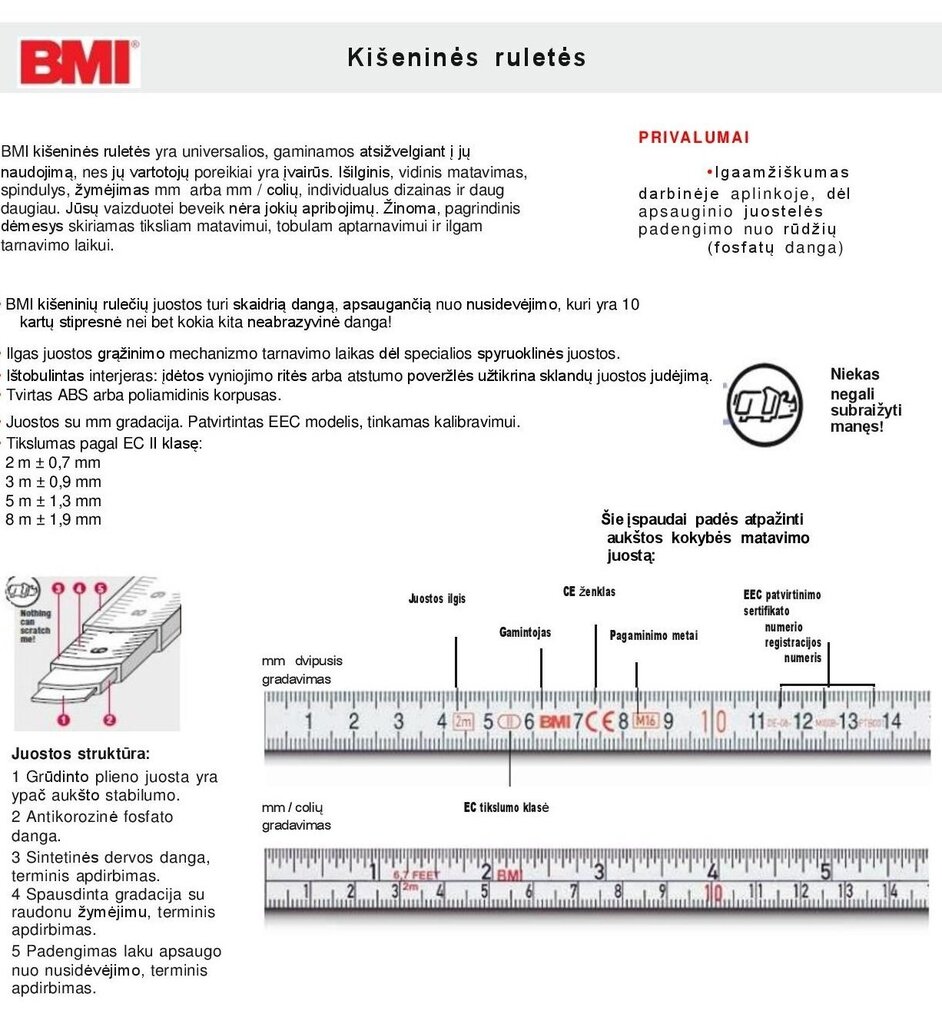 Mõõdulint BMI twoComp (5 m; 25 mm) цена и информация | Käsitööriistad | kaup24.ee