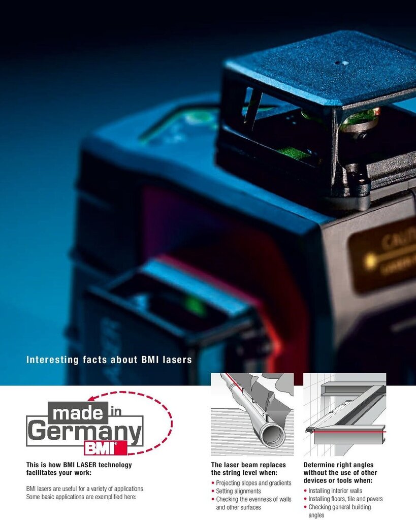 Risti- ja 5-realine lasernivelliir BMI autoMagic hind ja info | Käsitööriistad | kaup24.ee