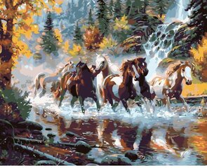 Maalid numbrite järgi "Horses in the forest" 40x50 G KTMK-85845 цена и информация | Живопись по номерам | kaup24.ee