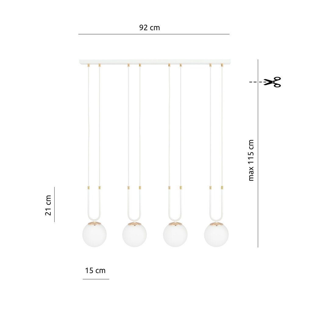 Emibig valgusti Glam 4 White/Opal hind ja info | Rippvalgustid | kaup24.ee