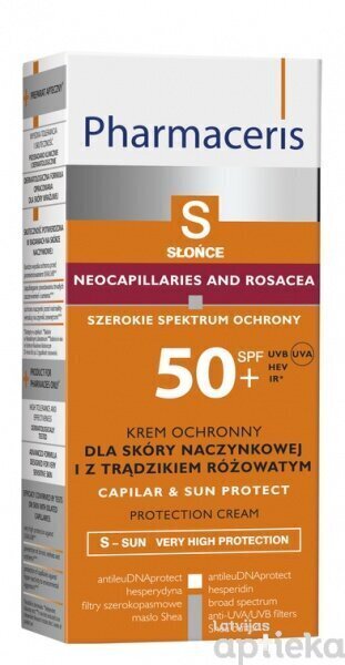 Näokaitsekreem PHARMACERIS S, CAPILAR & SUN, SPF50 + 50ml цена и информация | Päikesekreemid | kaup24.ee