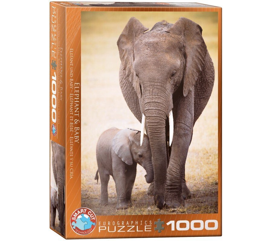 Pusle Eurographics, 6000-0270, Elephant and Baby, 1000 tk цена и информация | Pusled | kaup24.ee