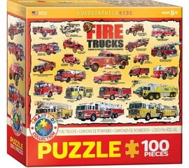 Pusle Eurographics, 6100-0239, Fire Trucks, 100 tk hind ja info | Pusled | kaup24.ee