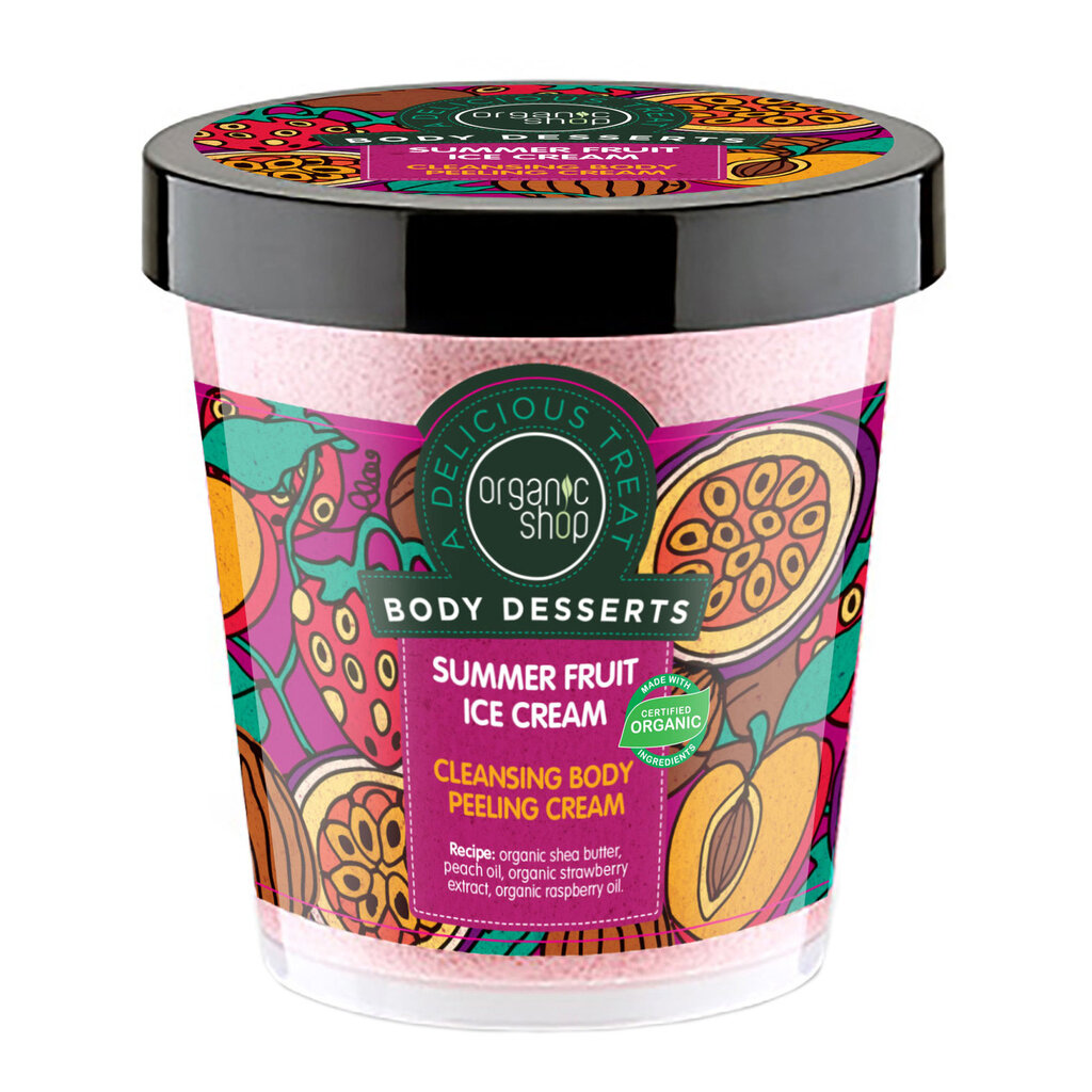 Puhastav kehakoorija Organic Shop Body Desserts Summer Fruit Ice Cream 450 ml цена и информация | Kehakoorijad | kaup24.ee