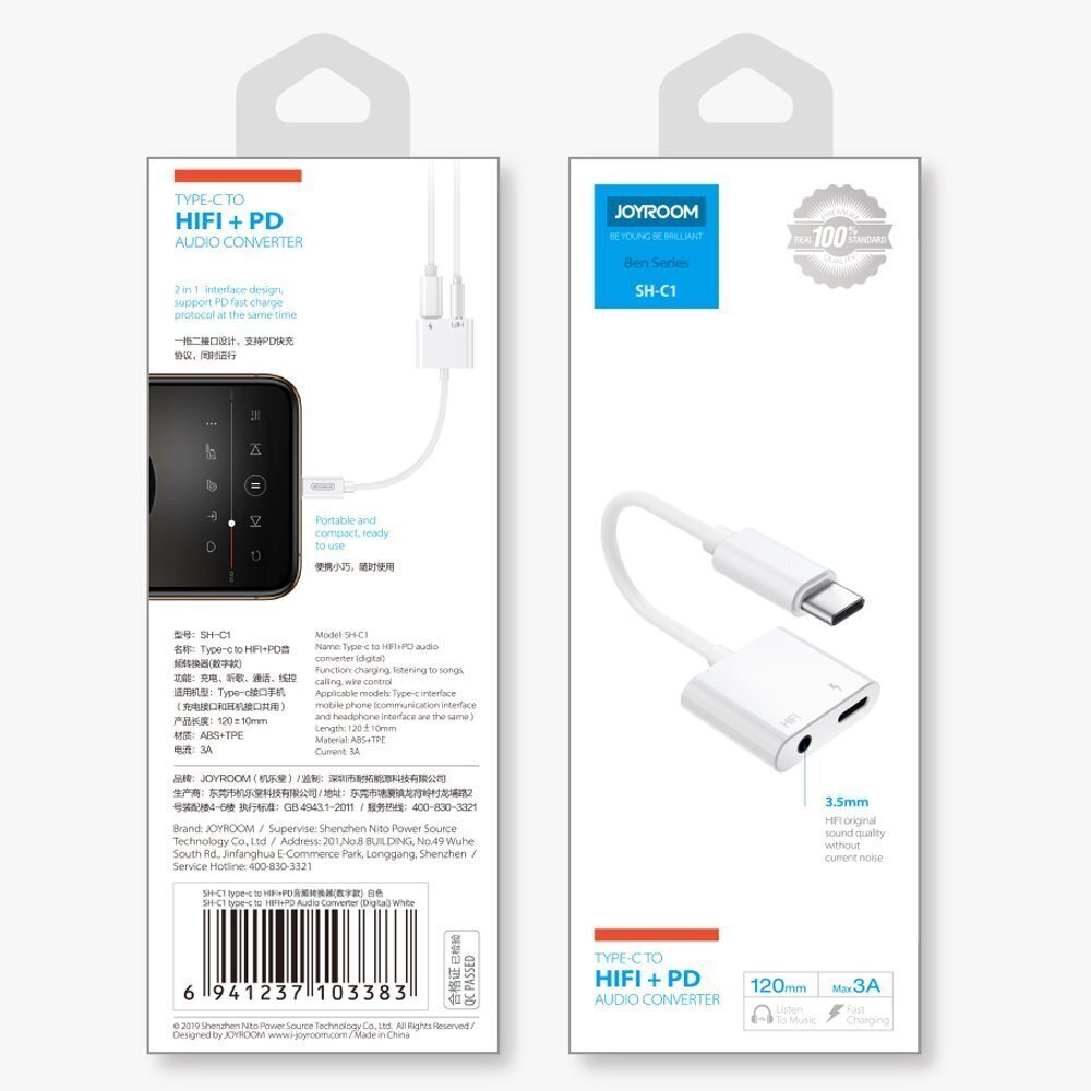 Adapter Joyroom, USB-C - USB-C / 3.5mm mini jack цена и информация | Mobiiltelefonide kaablid | kaup24.ee