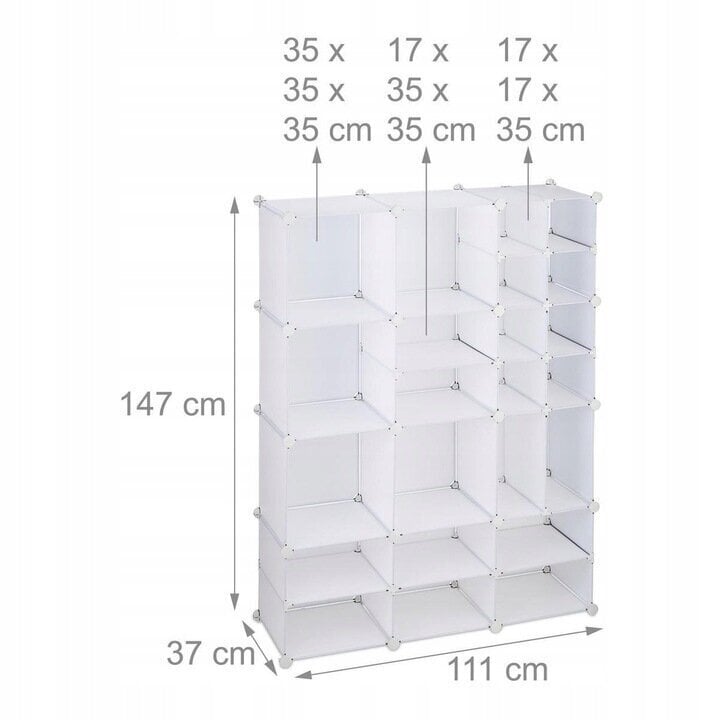 Moodulriiul Loft Wurfel XXL 12/23, 111x147x37 cm, valge цена и информация | Hoiukastid ja -korvid | kaup24.ee