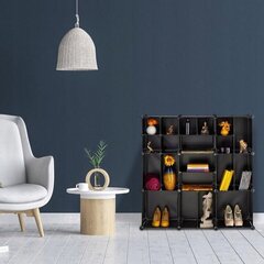 Модульная полка Loft Wurfel XL 9/20, 111x111x37 см, черная цена и информация | Ящики для вещей | kaup24.ee