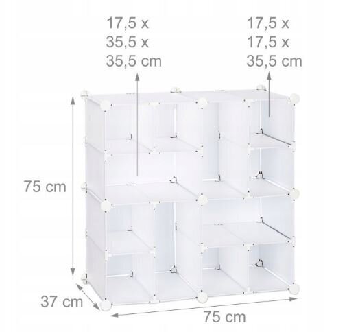 Moodulriiul Loft Wurfel M 4/12, 75x75x37 cm, valge hind ja info | Hoiukastid ja -korvid | kaup24.ee