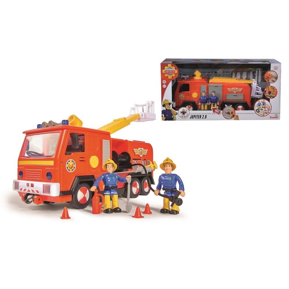 Tuletõrjeauto tulede ja helidega Simba Dickie Toys Fireman Sam (Tuletõrjuja Sam) Jupiter + 2 kujukest цена и информация | Poiste mänguasjad | kaup24.ee