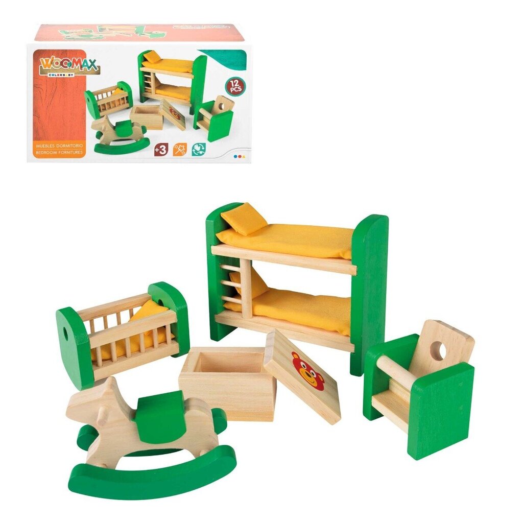 Woomax puidust nukumööbel lastetuba hind ja info | Tüdrukute mänguasjad | kaup24.ee