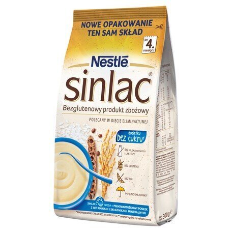 Nestle Sinlac, gluteenivaba teraviljatoode ilma soja ja suhkru laktoosita, üle 4 kuu vanustele imikutele, 300 g цена и информация | Pudrud | kaup24.ee