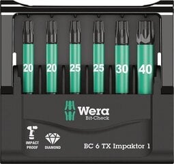 Набор насадок Wera Bit-Check 6 TX Impaktor 1, 6 шт. цена и информация | Механические инструменты | kaup24.ee