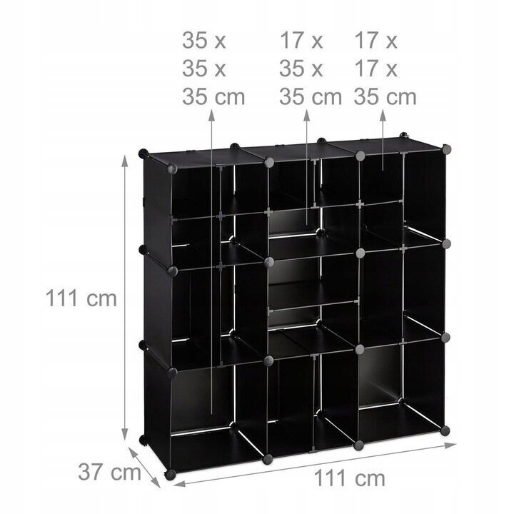 Moodulriiul Loft Wurfel XL 9/20, 111x111x37 cm, must hind ja info | Hoiukastid ja -korvid | kaup24.ee