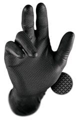 Перчатки одноразовые нитриловые GRIPPAZ 246, черные с шероховатой ладонью 50 шт. цена и информация | Рабочие перчатки | kaup24.ee