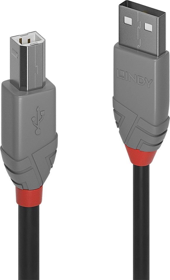 CABLE USB2 A-B 0.2M/ANTHRA 36670 LINDY цена и информация | Mobiiltelefonide kaablid | kaup24.ee