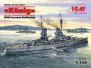Liimitav mudel ICM S.001 “König”, WWI German Battleship 1/350 hind ja info | Liimitavad mudelid | kaup24.ee