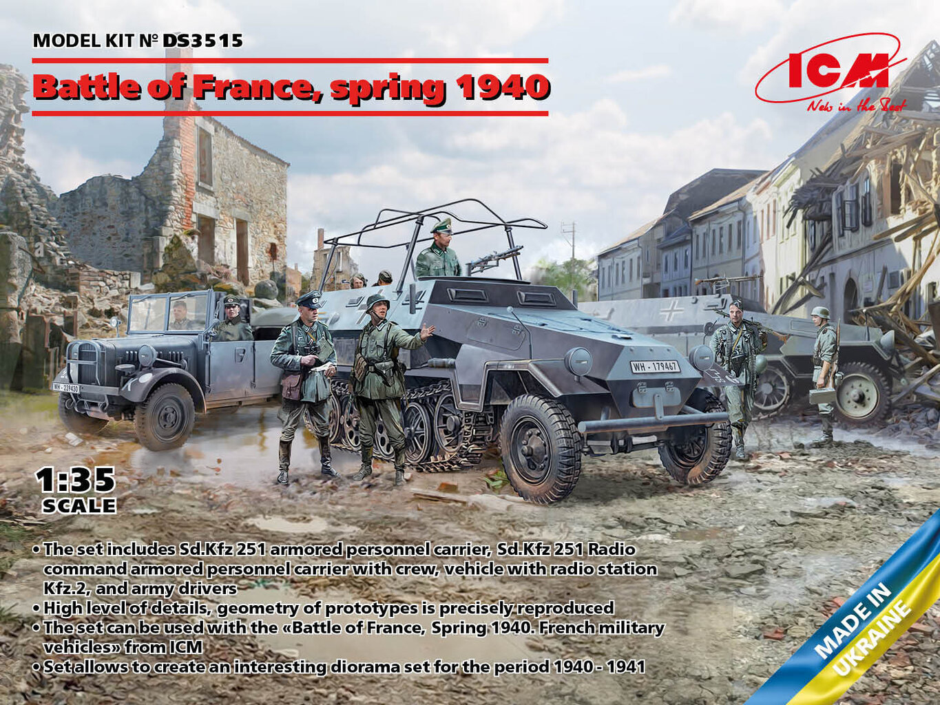 Liimitav mudel ICM DS3515 Battle of France, spring 1940. German combat vehicles 1/35. цена и информация | Liimitavad mudelid | kaup24.ee