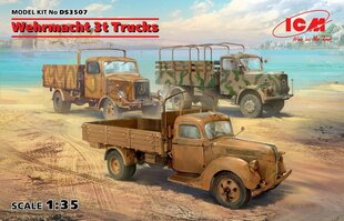Liimitav mudel ICM DS3507 Wehrmacht 3t Trucks (V3000S, KHD S3000, L3000S) 1/35 hind ja info | Liimitavad mudelid | kaup24.ee